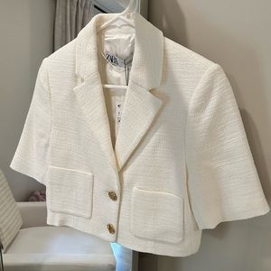 ZARA | Short Sleeve Textured Blazer